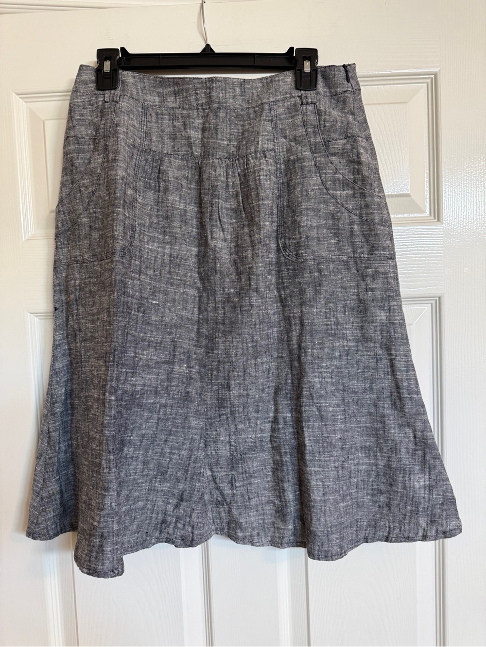 SANDRO Heather Gray A-Line Linen Skirt Sz 6